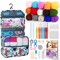 Crochet Kit for Beginners with 15 Colors Yarn and Introduction Book, 71pcs Crochet Starter Kit Everything for Adult, Learn to Crochet Kit with Soft Grip Crochet Hooks and Blue Cat Bag